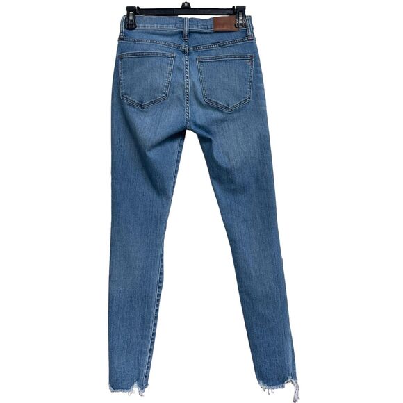 Madewell SZ 25 - 9" High-Rise Skinny Jeans Zip-Fly Stretch Whiskered Distressed - Picture 5 of 13